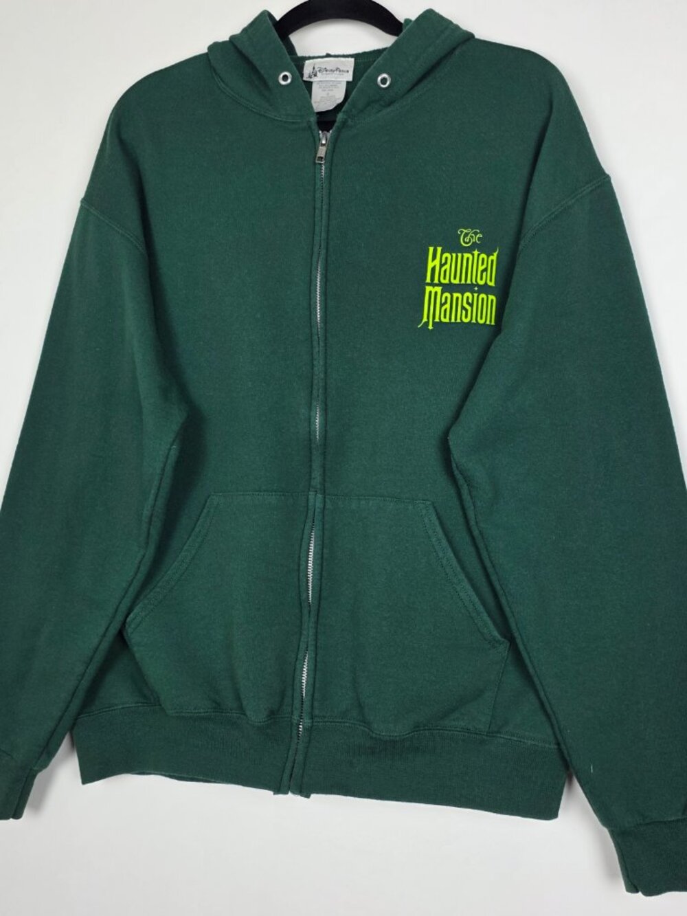 Disney Parks Haunted Mansion Ghosts Mens Large Long Sleeve Green Full Zip Hoodie